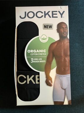 Jockey Black Organic Cotton Stretch Long-Leg Boxer Briefs - Single Pair